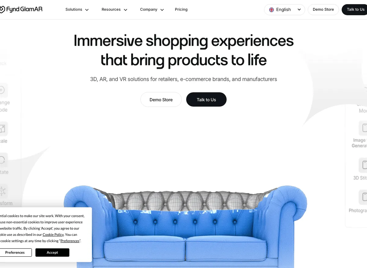 GlamAR virtual try-on platform homepage