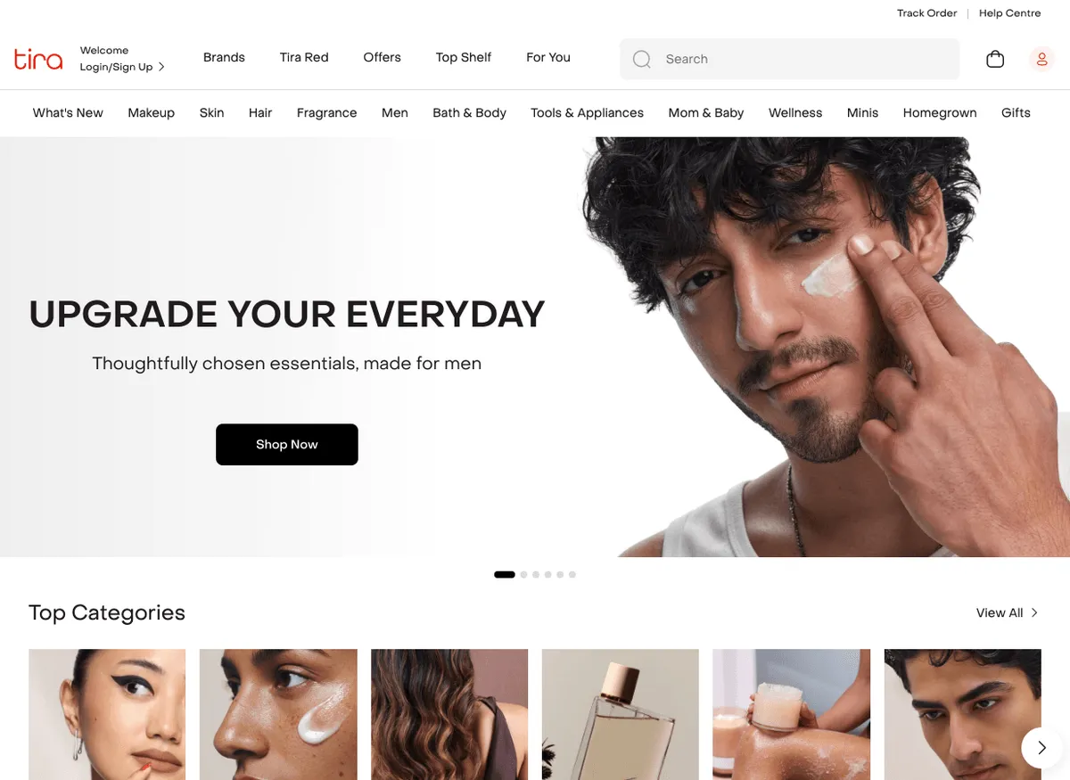 Tira Beauty live e-commerce platform storefront